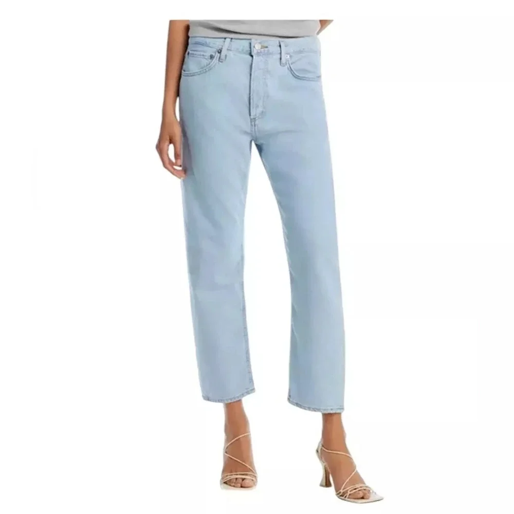 AGOLDE PARKER Jeans Button Fly Straight Cropped Relaxed Pivot Light Wash 25